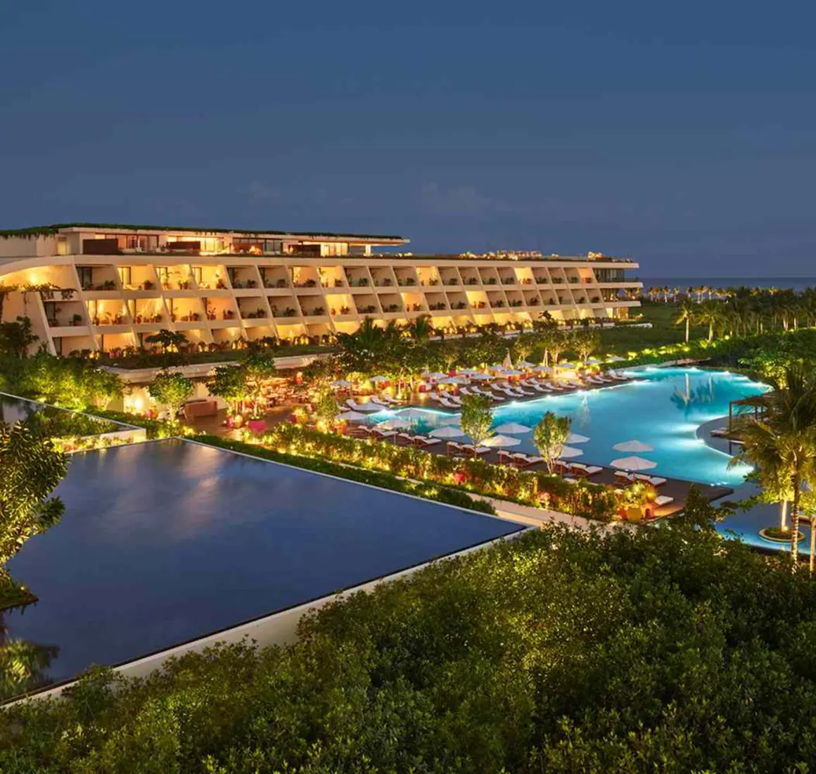The Riviera Maya EDITION at Kanai aerial view at night