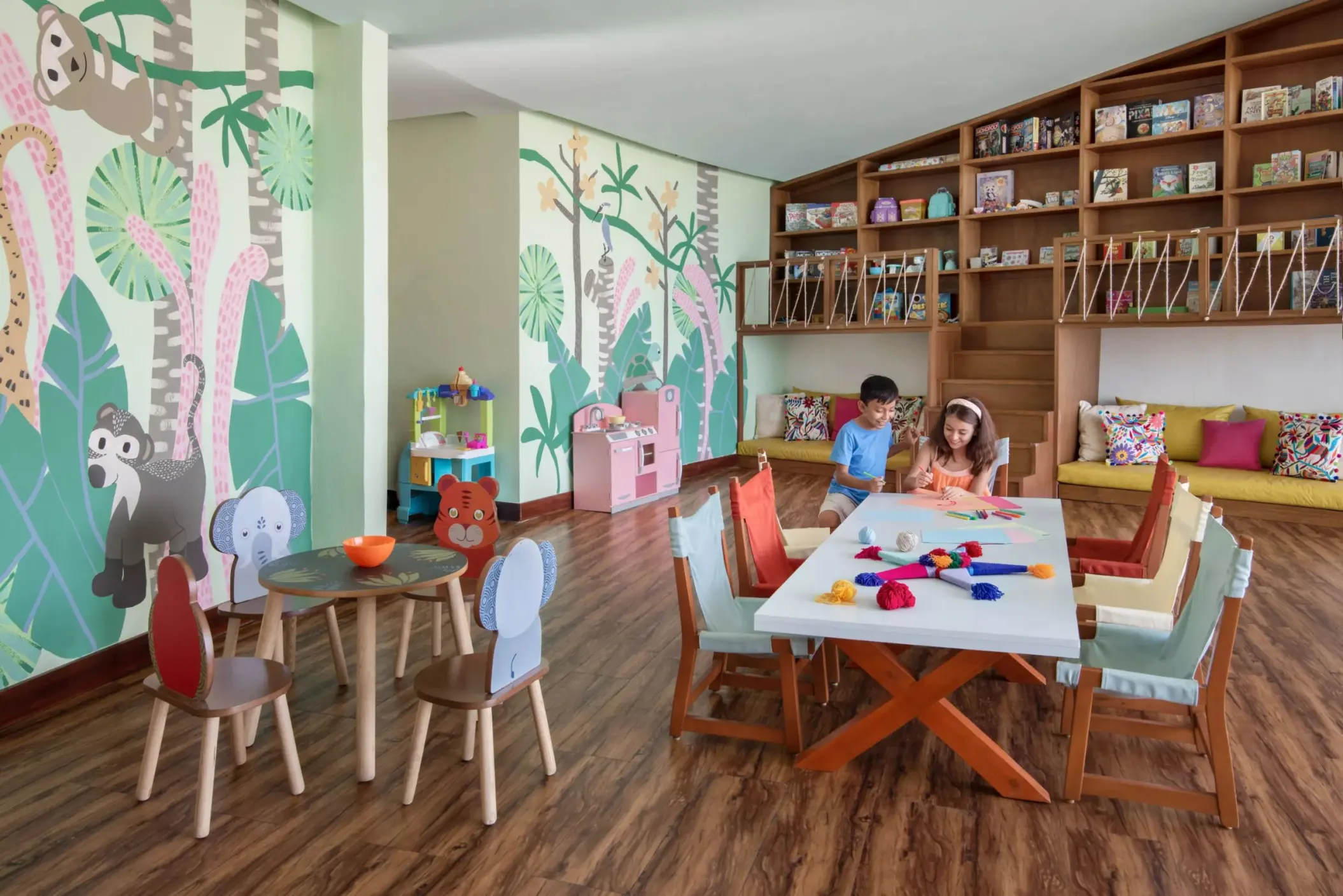 kids playing at the explorers club at  Rosewood Mayakoba