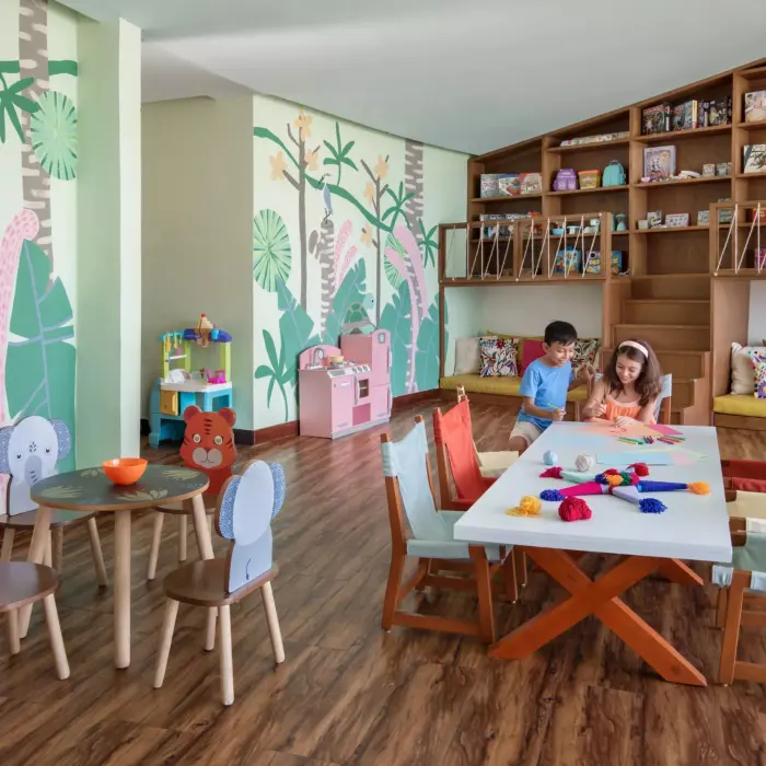 kids playing at the explorers club at  Rosewood Mayakoba