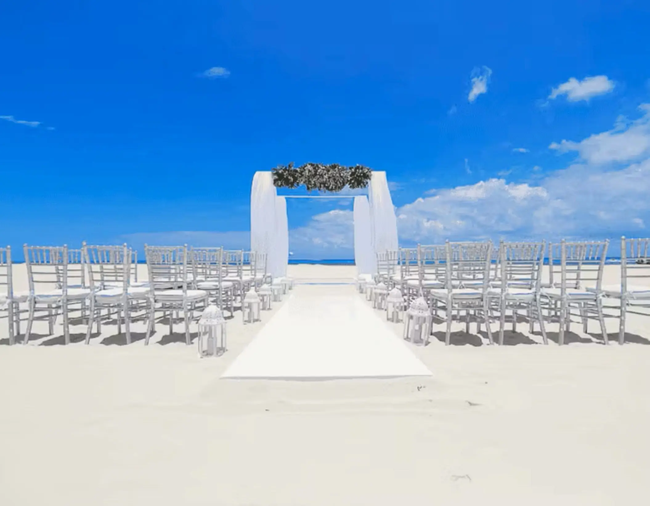 beach wedding setup at Royal Hideaway Playacar