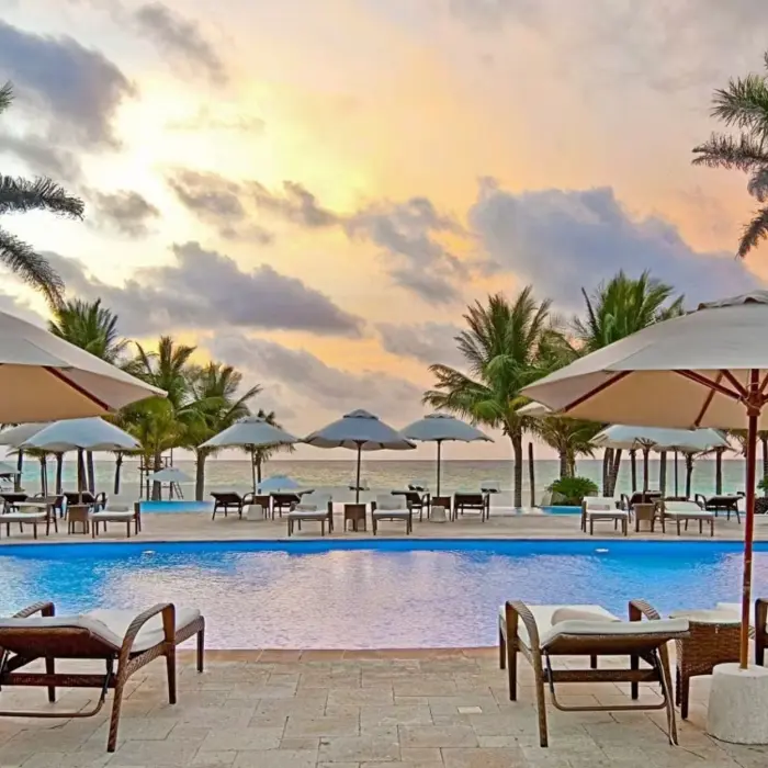 pool and poolside loungers at Royal Hideaway Playacar