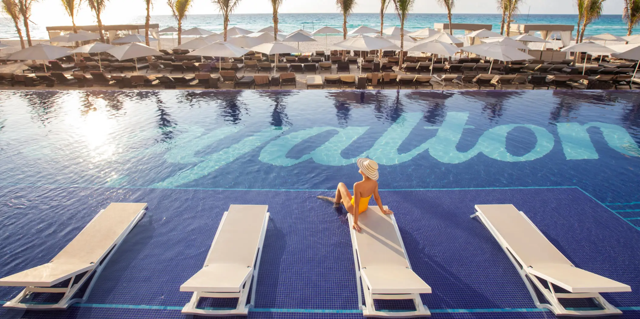 beachfront pool at Royalton CHIC Cancun