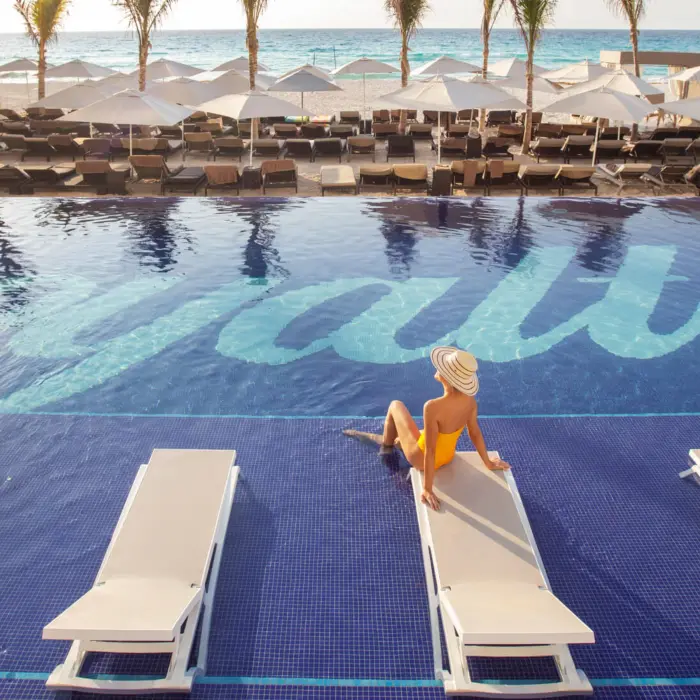 beachfront pool at Royalton CHIC Cancun