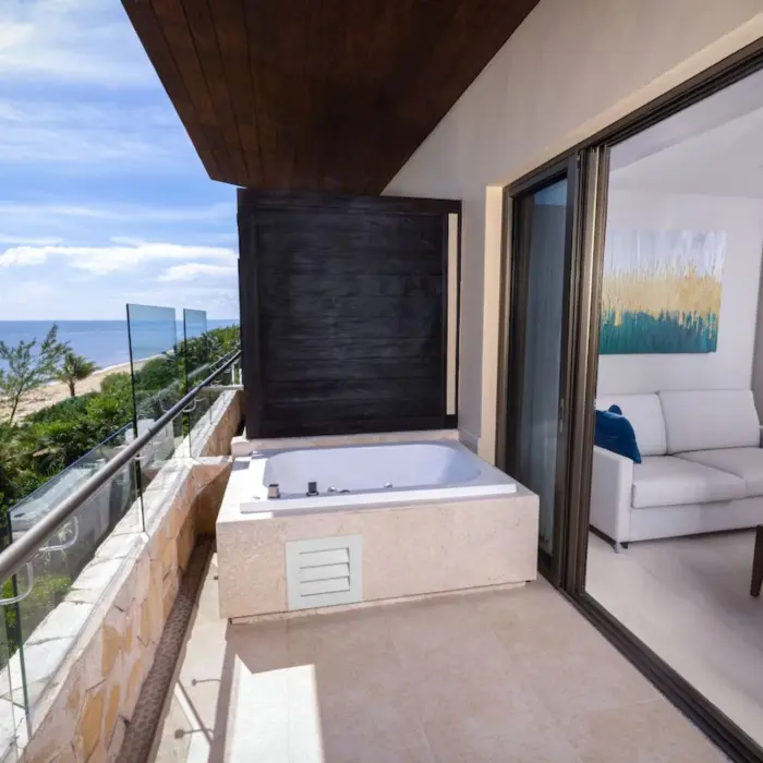 balcony of suite with hot tub at Royalton Hideaway Riviera Cancun