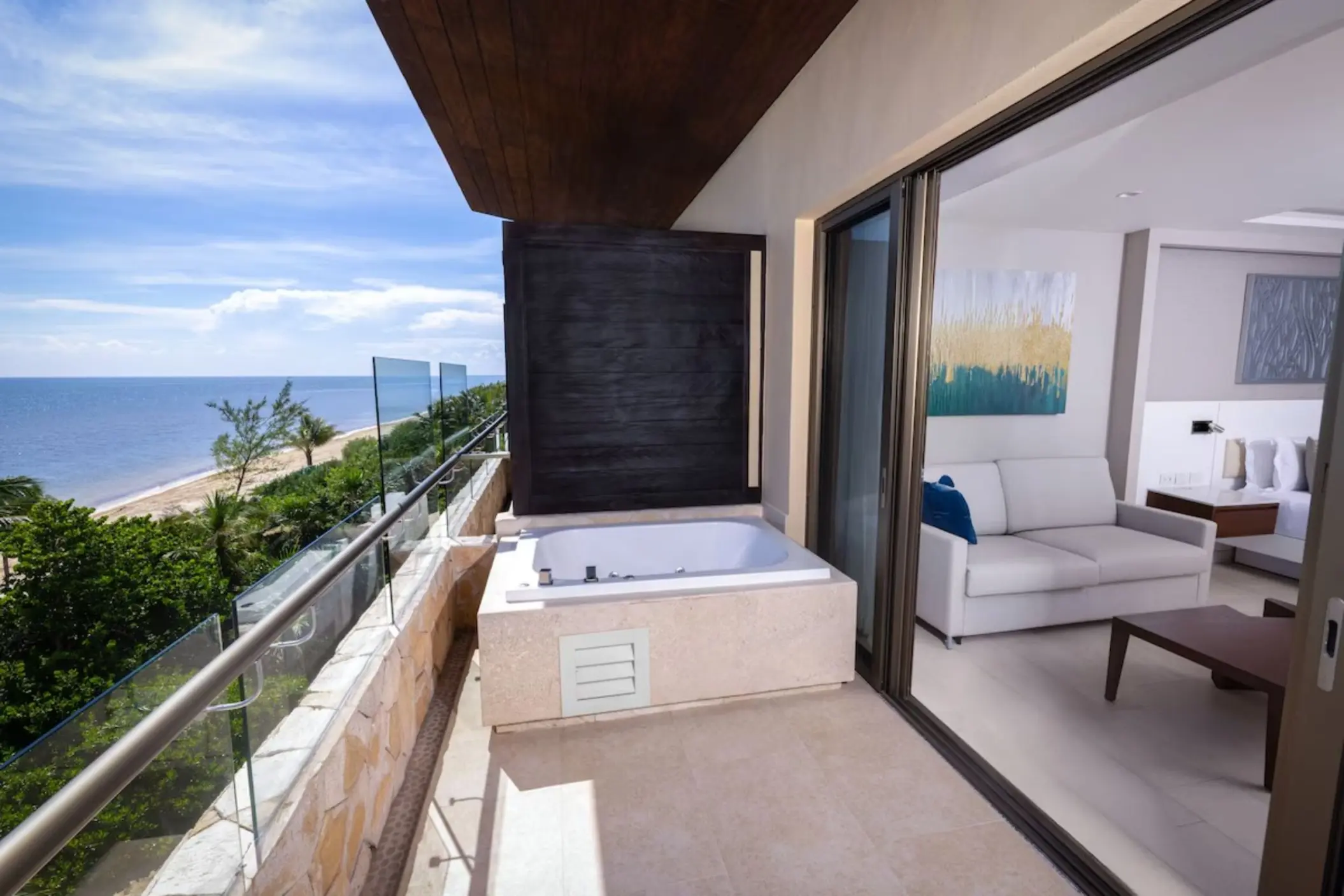 balcony of suite with hot tub at Royalton Hideaway Riviera Cancun