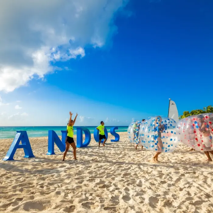 beach at Sandos Playacar with activities and games