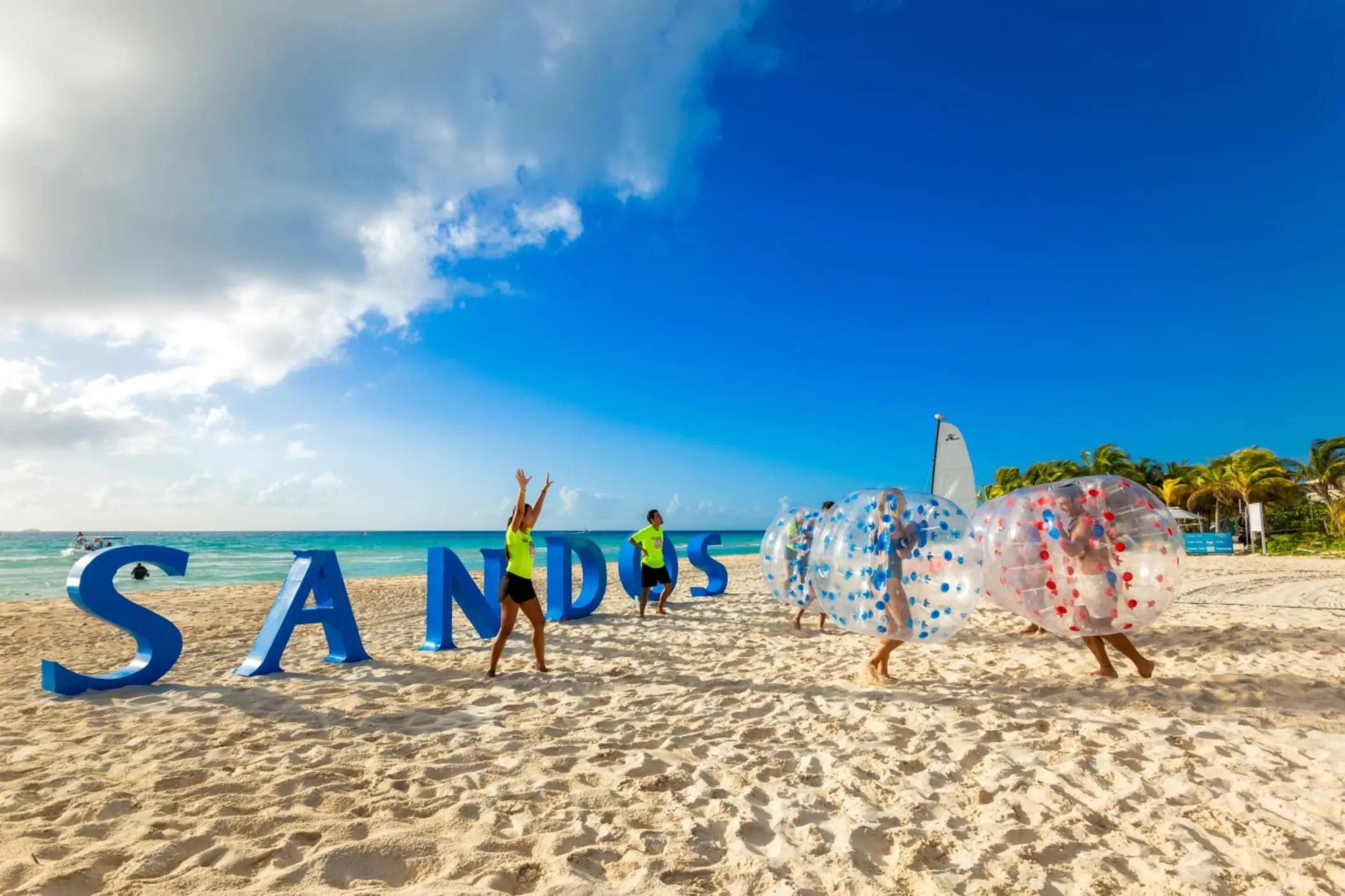 beach at Sandos Playacar with activities and games