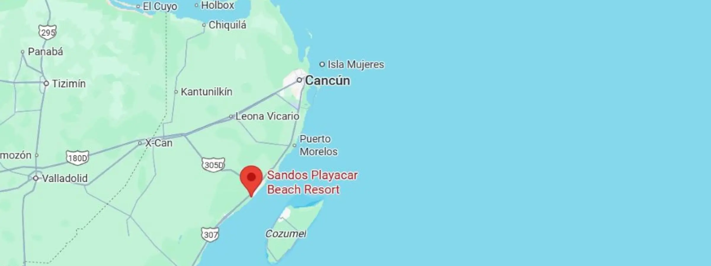 map showing location of sandos playacar in mexico