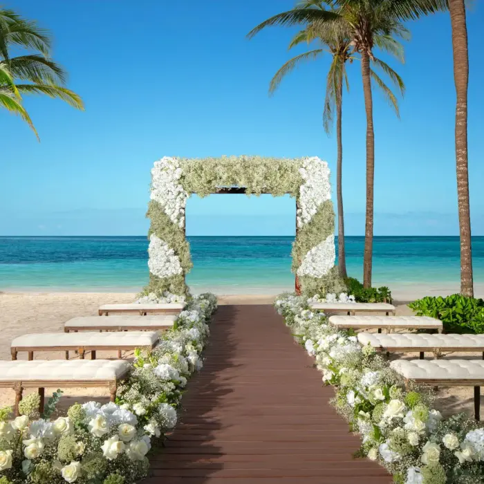 beach ceremony setup at Secrets Akumal Riviera Maya