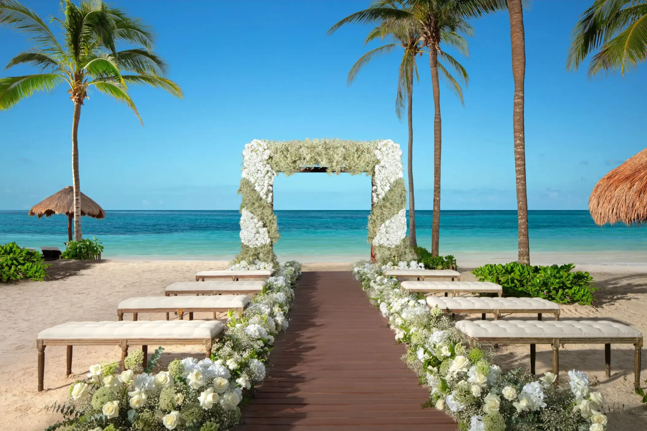 beach ceremony setup at Secrets Akumal Riviera Maya