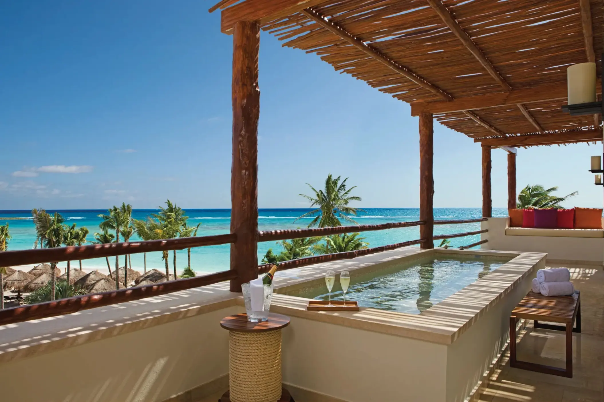 terrace of the presidential suite with plunge pool and coean views at Secrets Akumal Riviera Maya