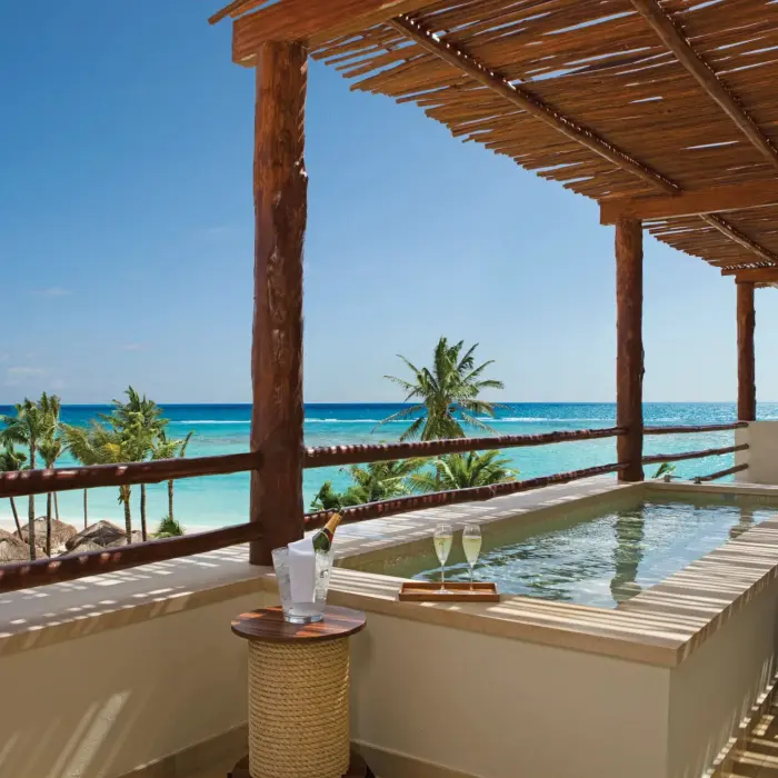 terrace of the presidential suite with plunge pool and coean views at Secrets Akumal Riviera Maya