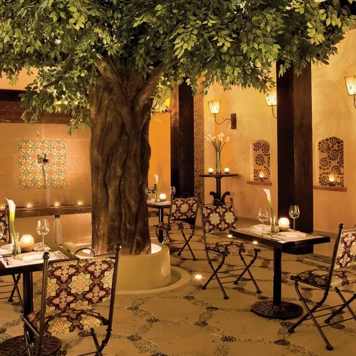 el patio mexican restaurant with romantic candle light setup at Secrets Maroma Beach Riviera Cancun