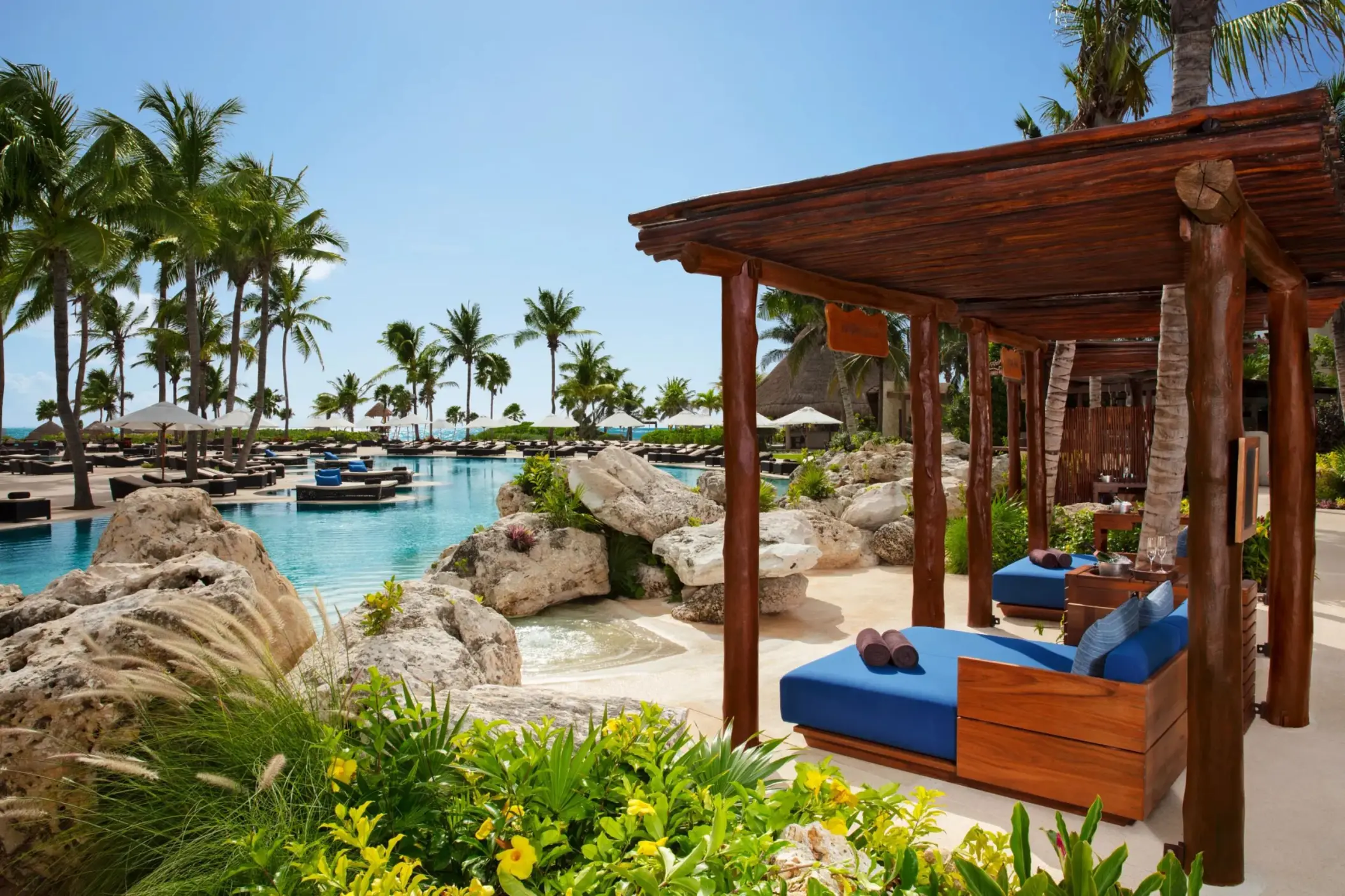 poolside cabanas at Secrets Maroma Beach Riviera Cancun