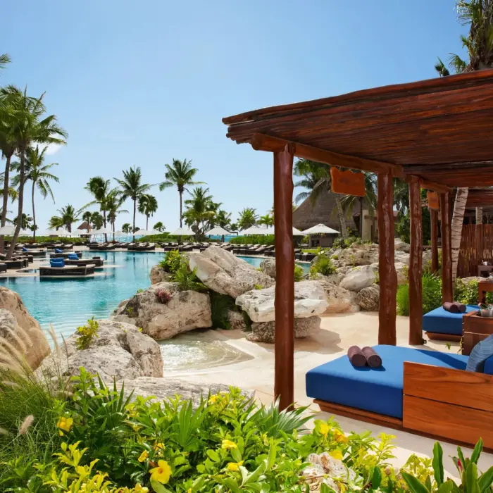 poolside cabanas at Secrets Maroma Beach Riviera Cancun