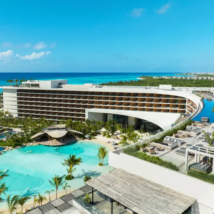 Secrets Moxche Playa Del Carmen ocean facing aerial view of resort