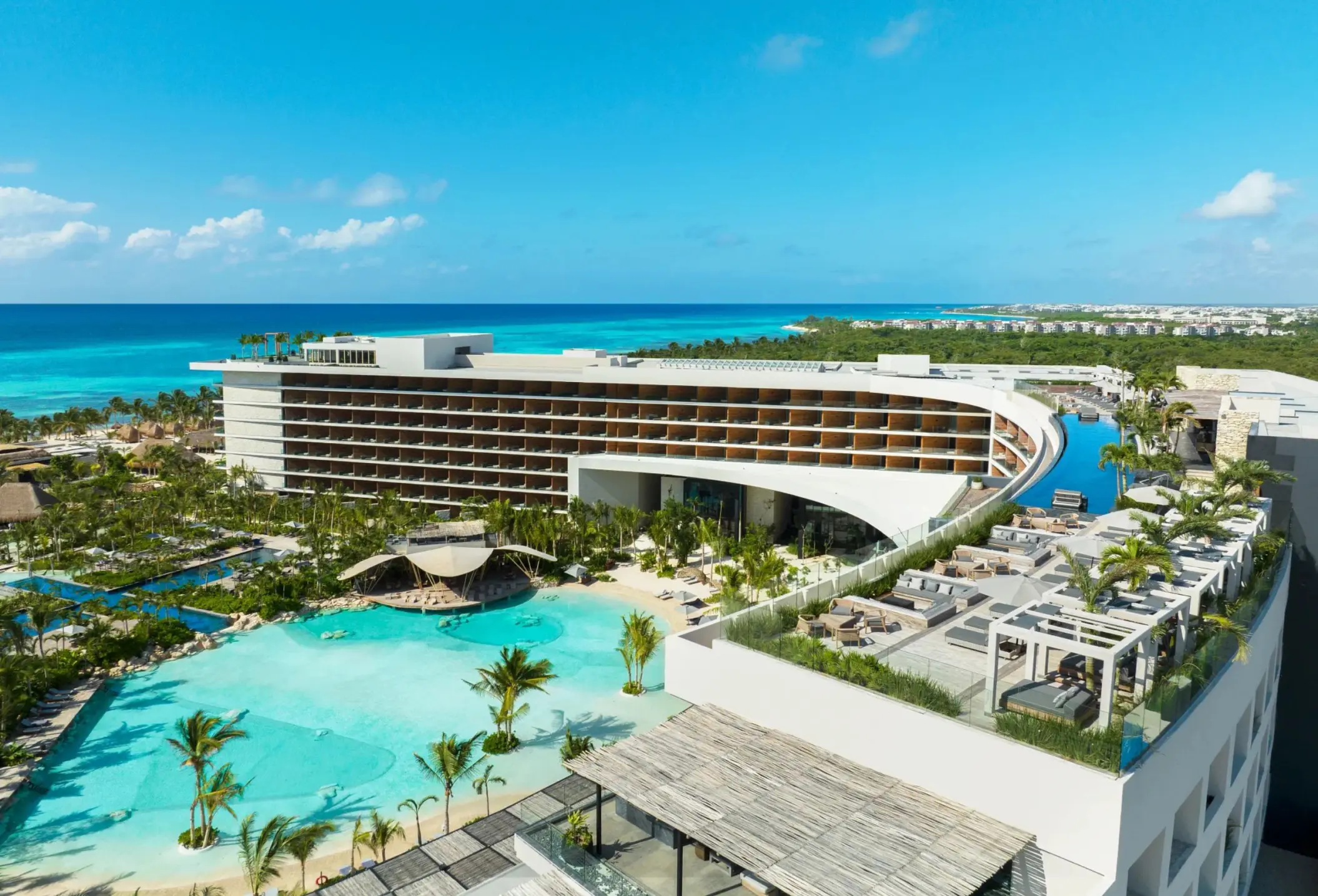 Secrets Moxche Playa Del Carmen ocean facing aerial view of resort