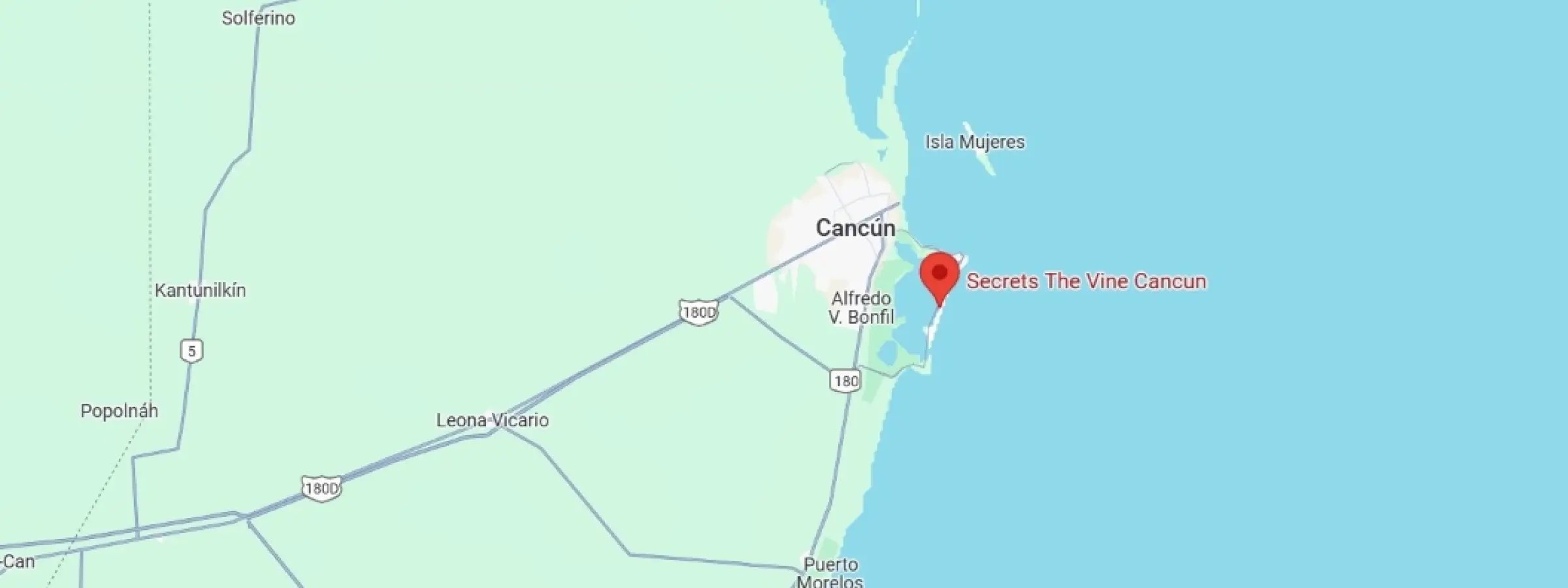 map showing location of secrets the vine cancun in Mexico