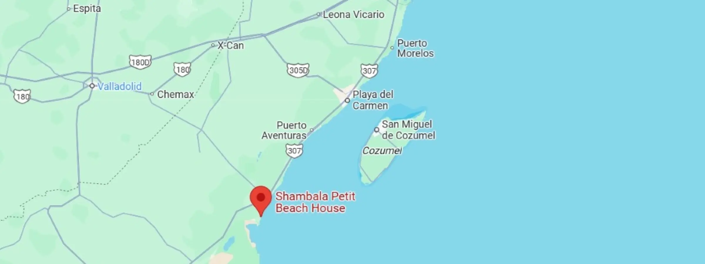 map showing location of Shambala Petit Hotel in Mexcio