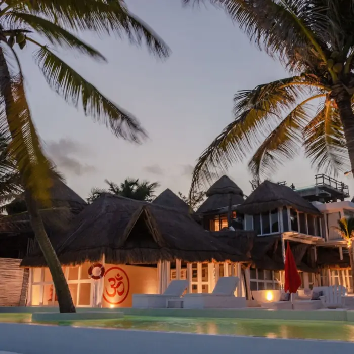 Shambala Petit Beach House at evening