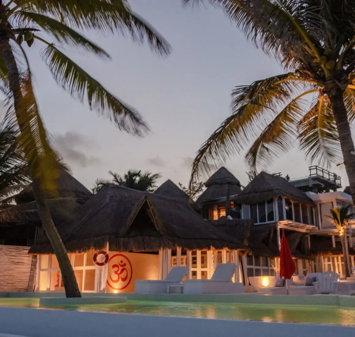 Shambala Petit Beach House at evening