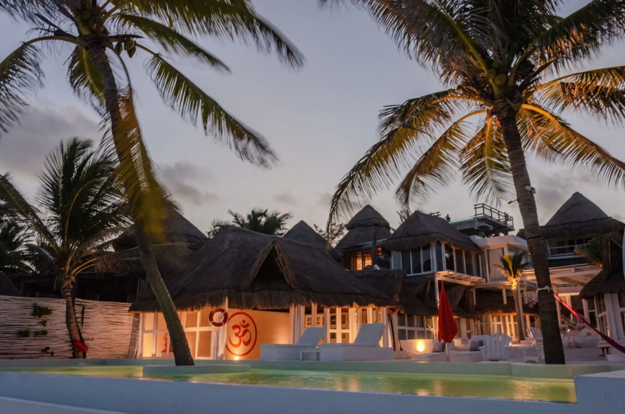 Shambala Petit Beach House at evening