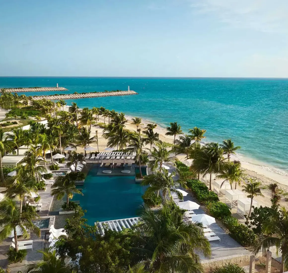 aerial view of the pool and beach at SLS Playa Mujeres