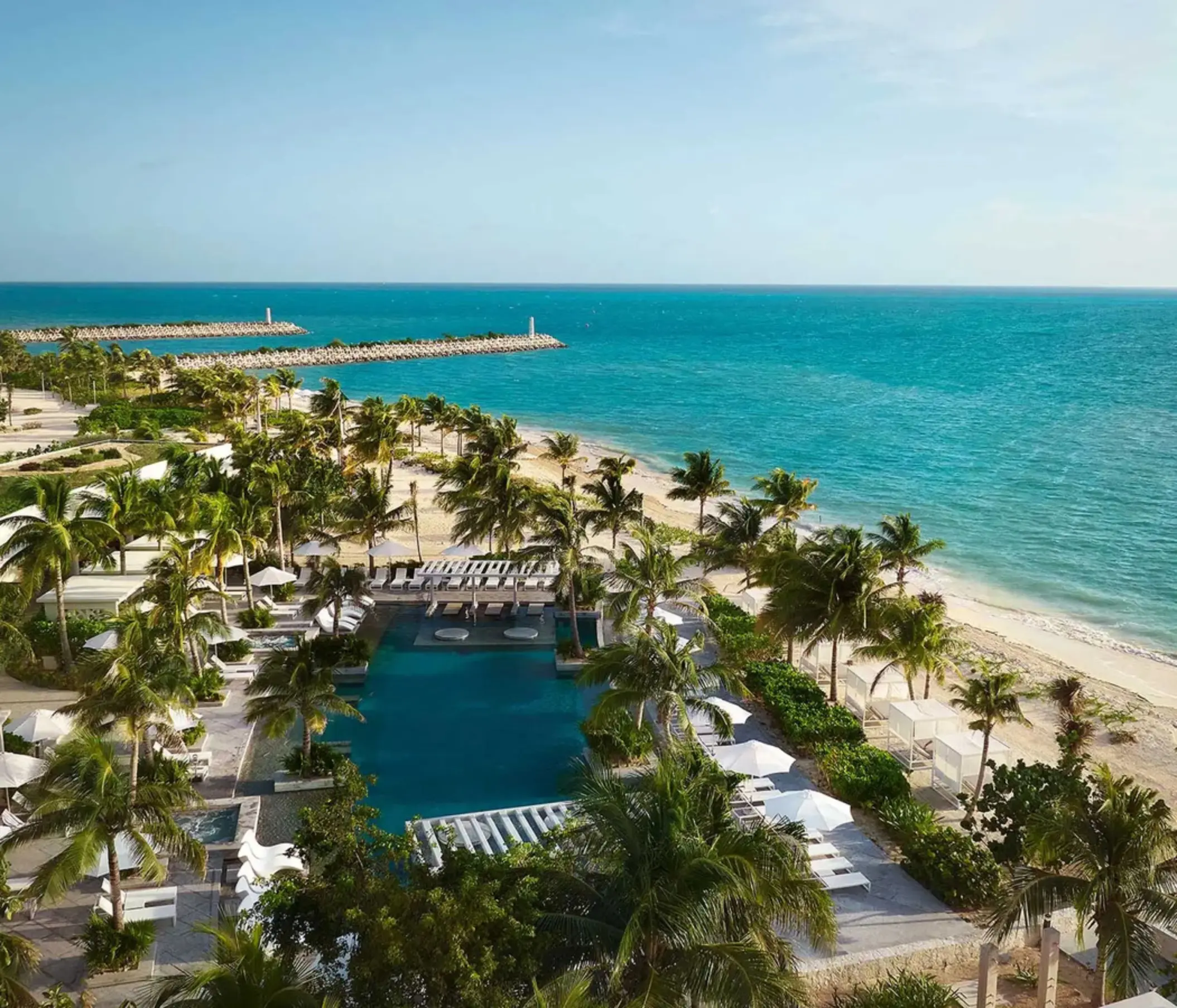 aerial view of the pool and beach at SLS Playa Mujeres