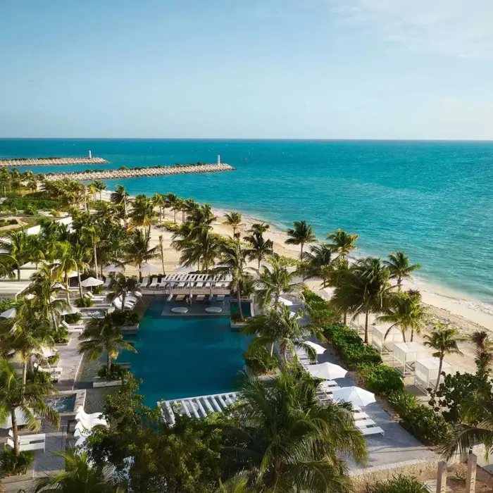 aerial view of the pool and beach at SLS Playa Mujeres