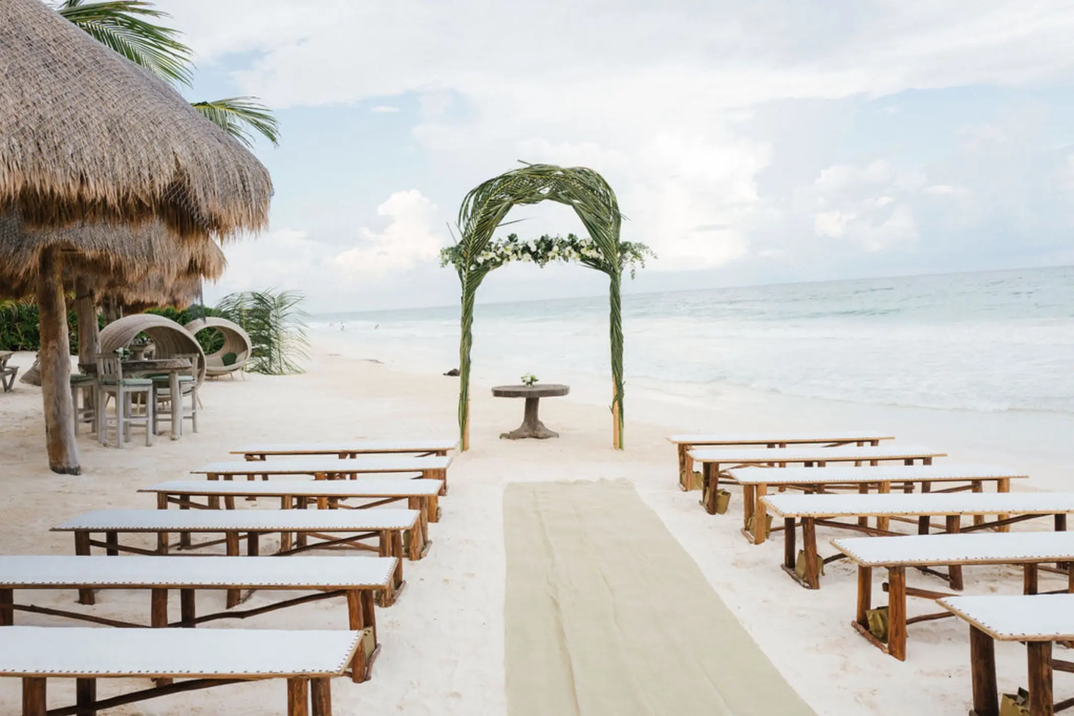 beach wedding setup at suenos tulum