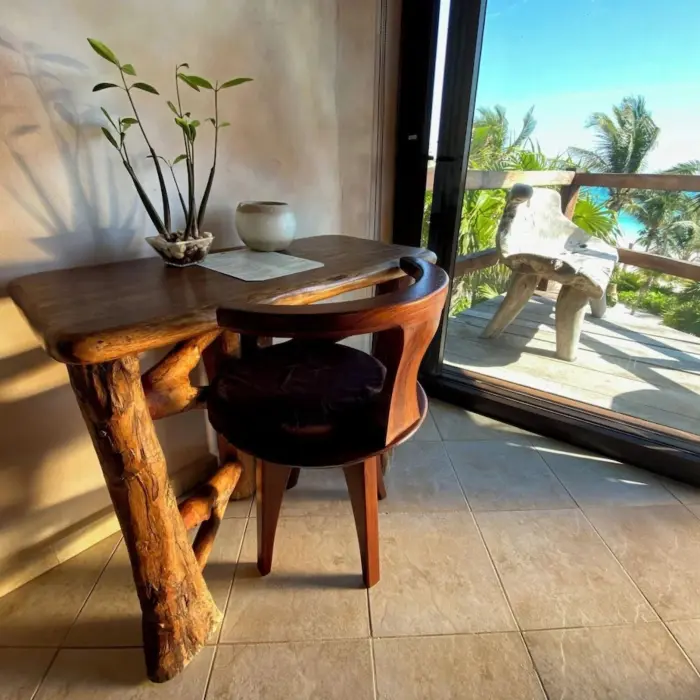 desk inside the master suite at suenos tulum