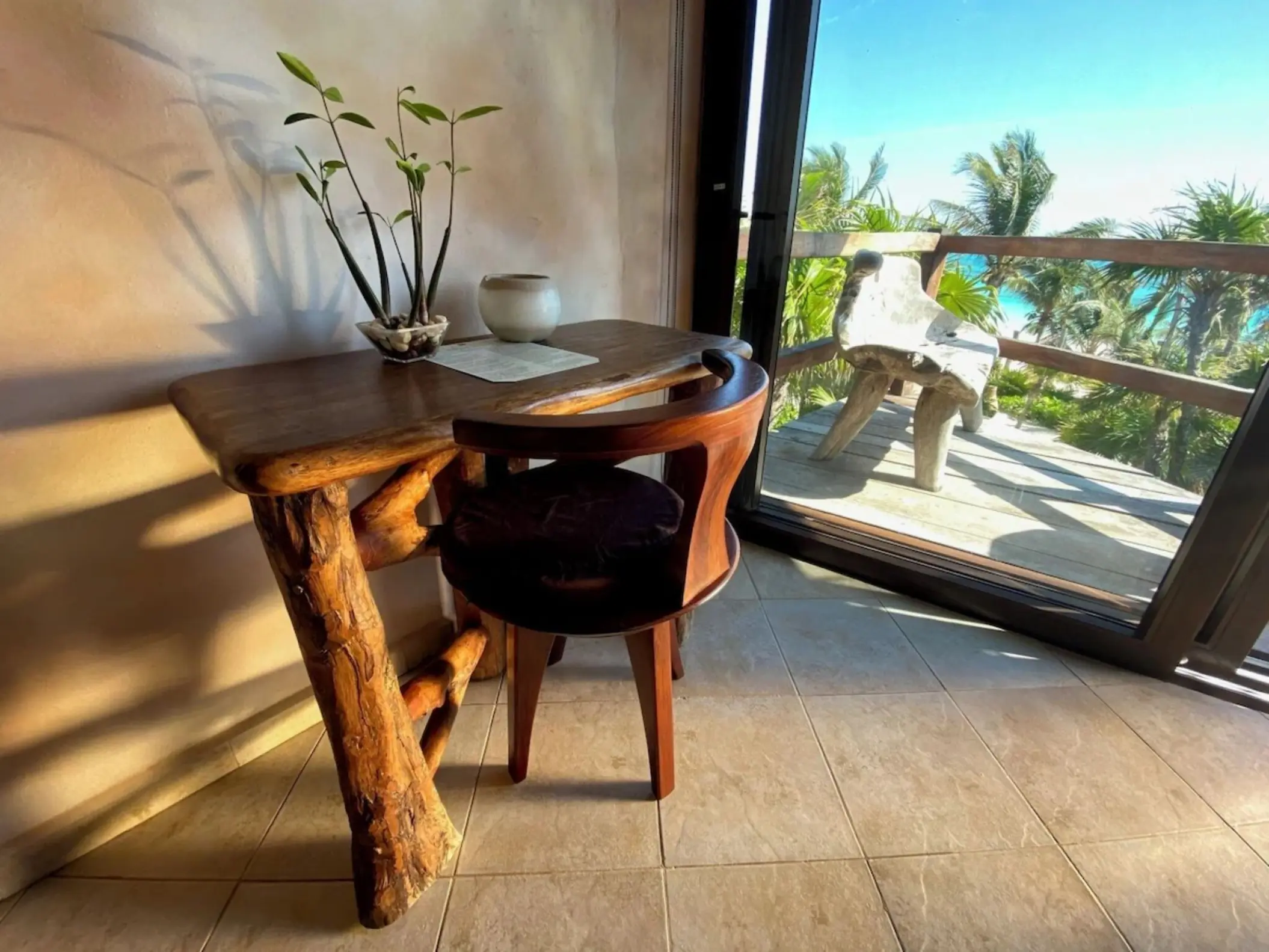 desk inside the master suite at suenos tulum