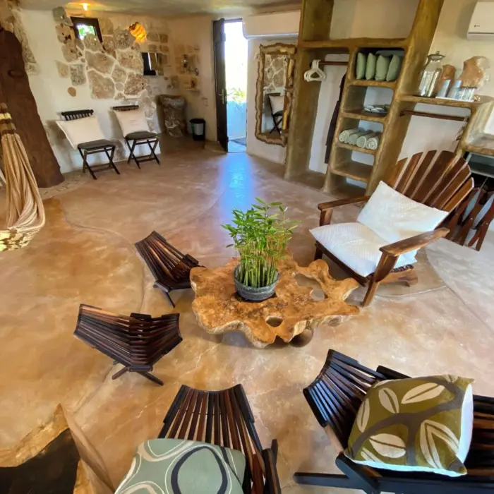 living area of the penthouse suite at suenos tulum