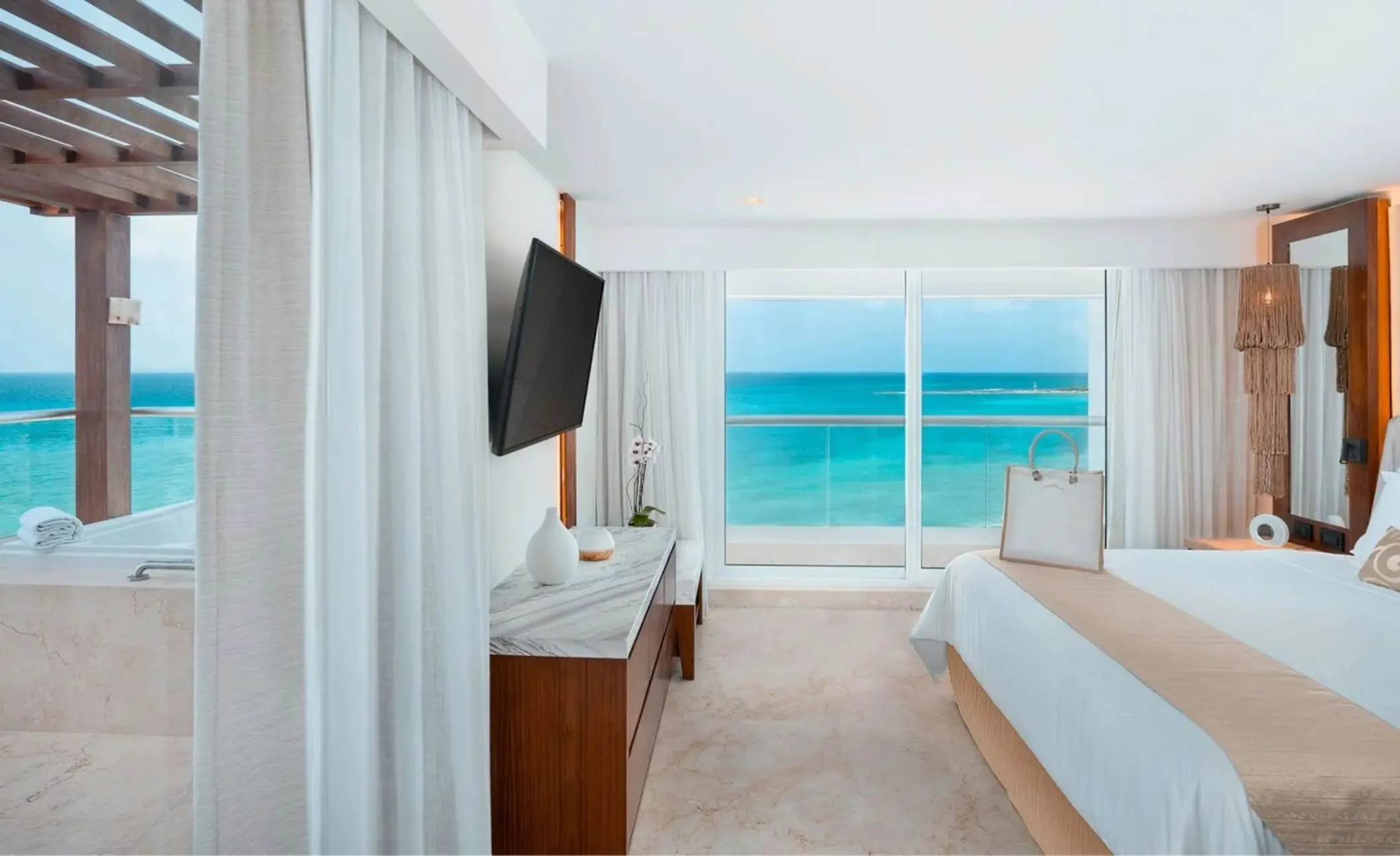 oceanview suite with king bed at Sun Palace Cancun