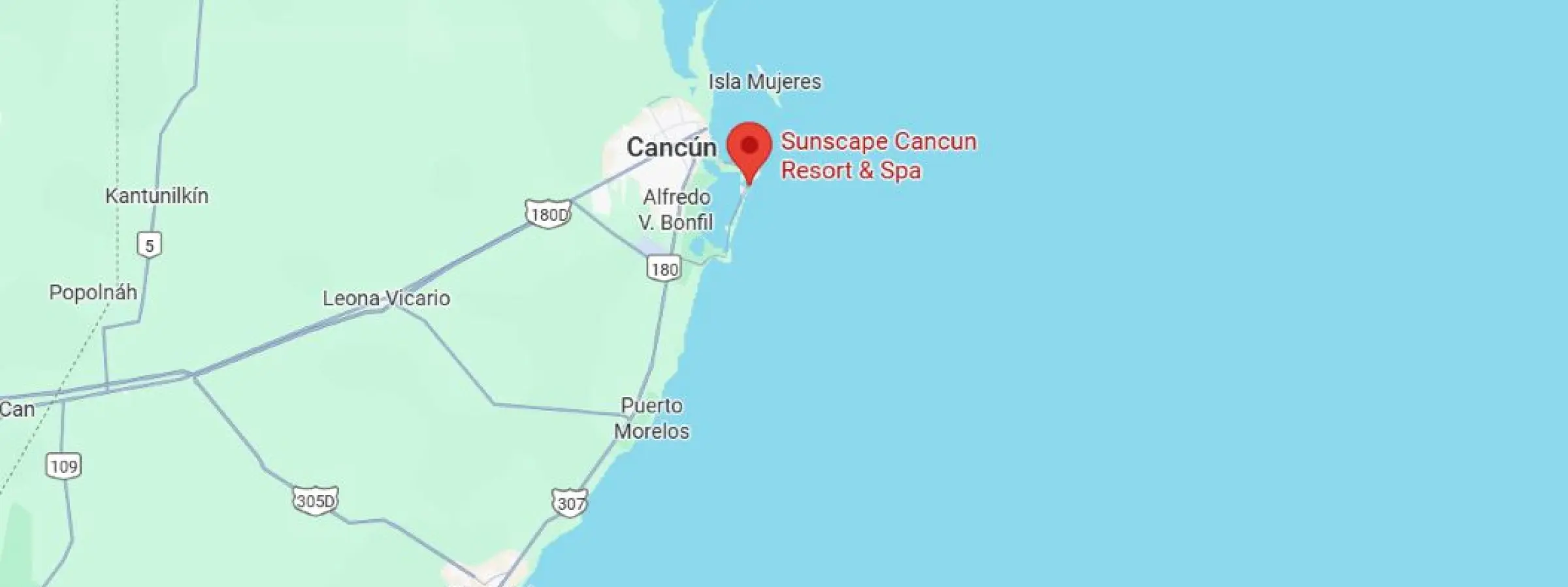 map showing location of Sunscape Cancun Resort & Spa in Mexico