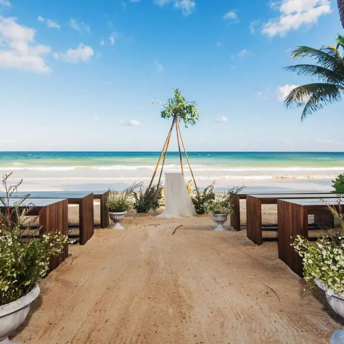 beach wedding venue at The Beach Tulum Hotel