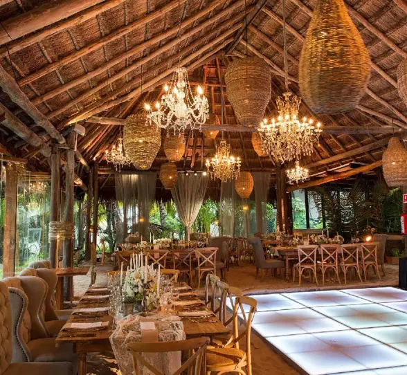 reception setup with dance floor at The Beach Tulum Hotel