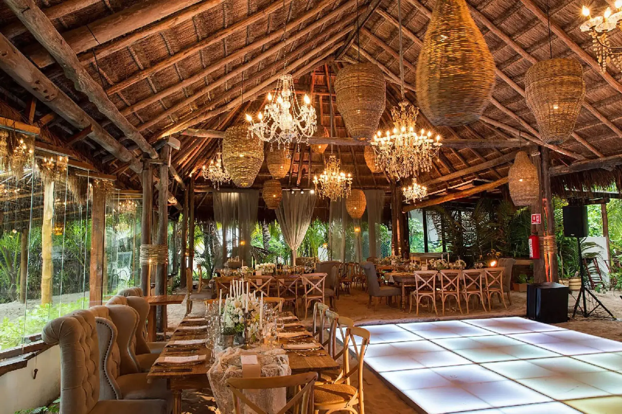 reception setup with dance floor at The Beach Tulum Hotel