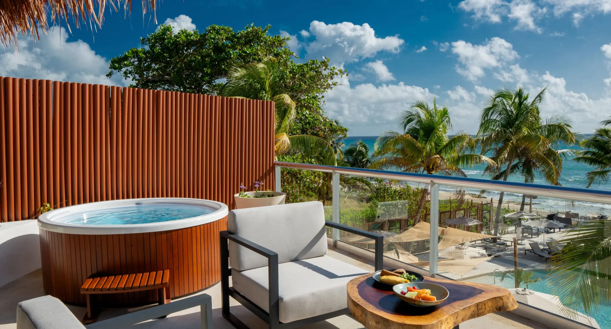 ocean view suite with hot tub on private terrace at The Beachfront by The Fives
