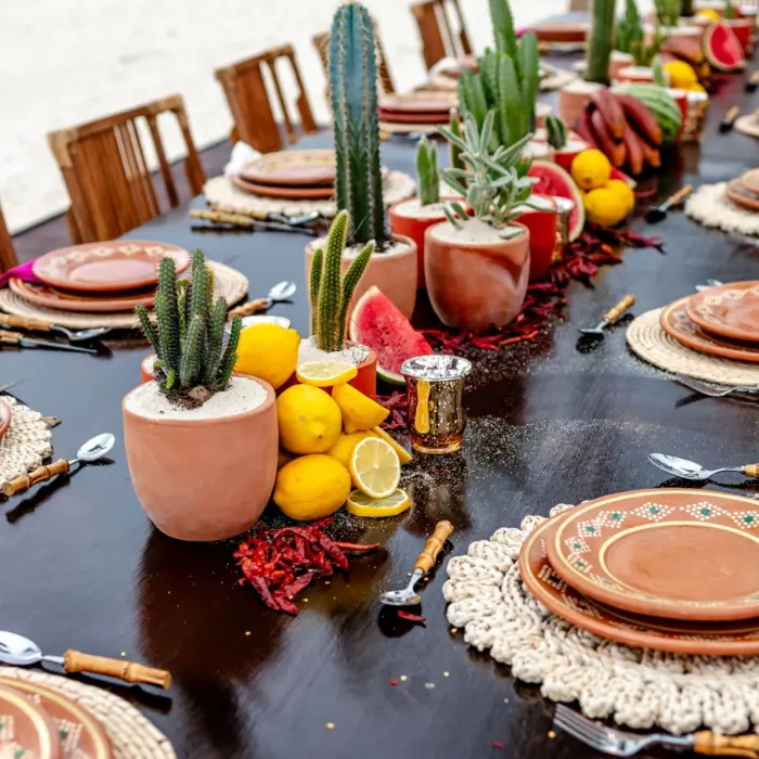 beach reception table setup at The Beachfront by The Fives