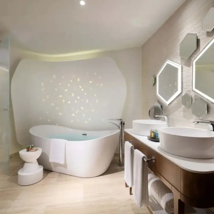 washroom of suite at trs coral hotel