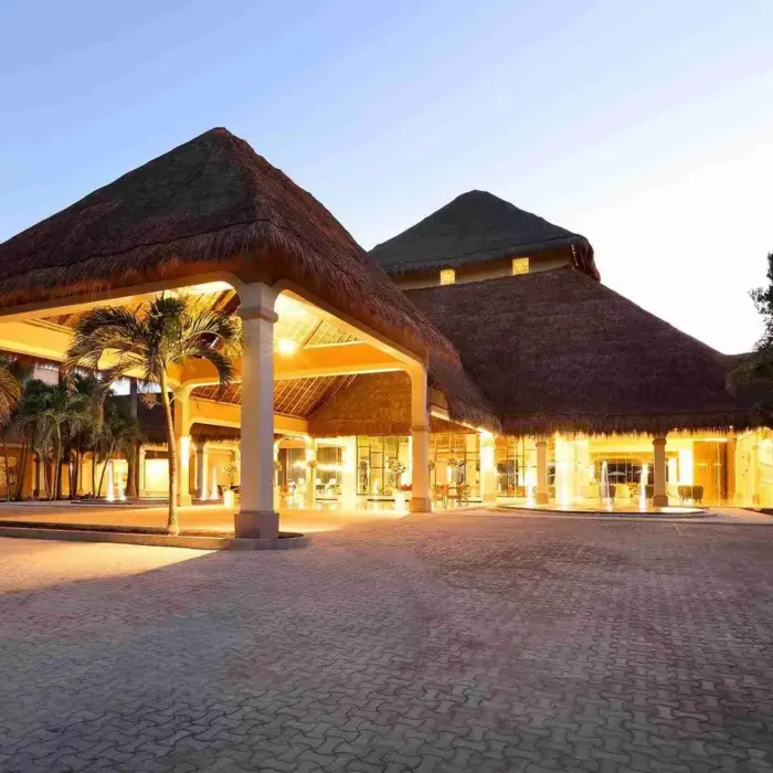 entry to TRS Yucatan Hotel in the evening