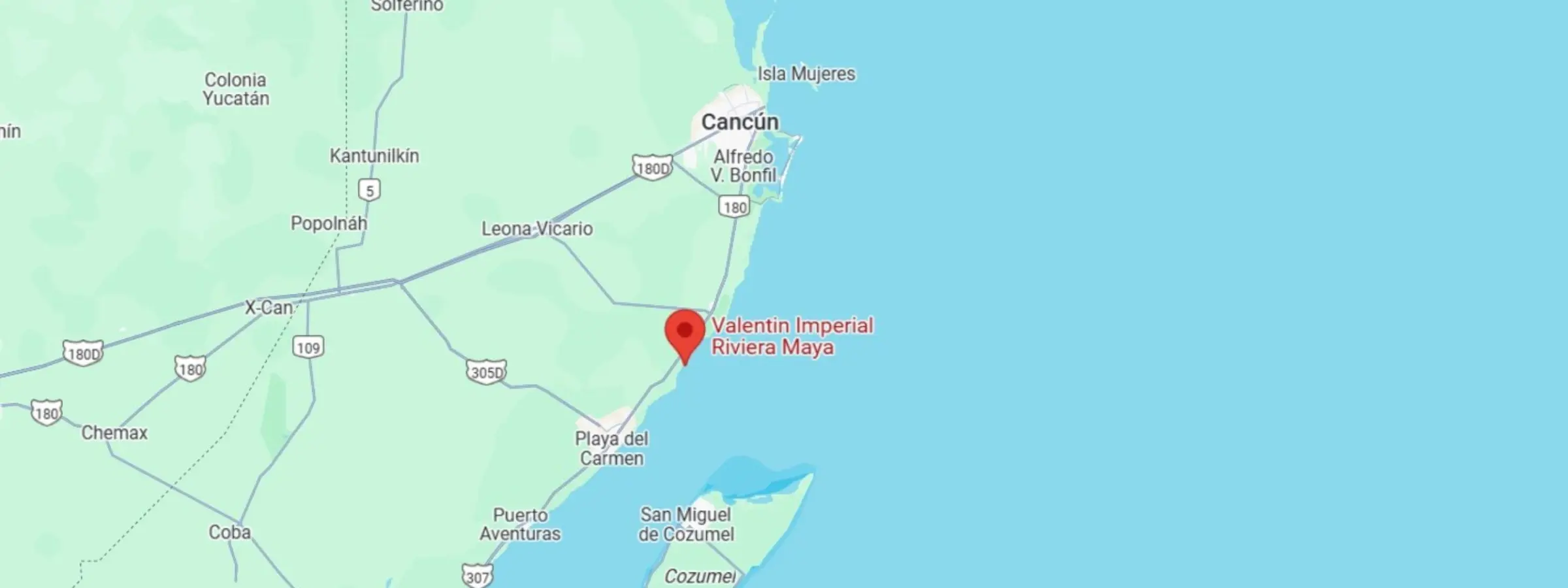 map showing location of Valentin Imperial Riviera Maya in Mexico