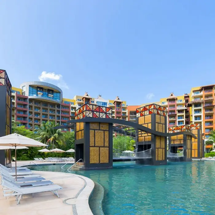 bridge waterfall pool at villa del palmar cancun