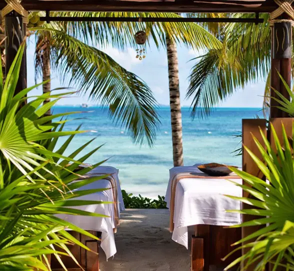 oceanfront massage tables at villa del palmar cancun