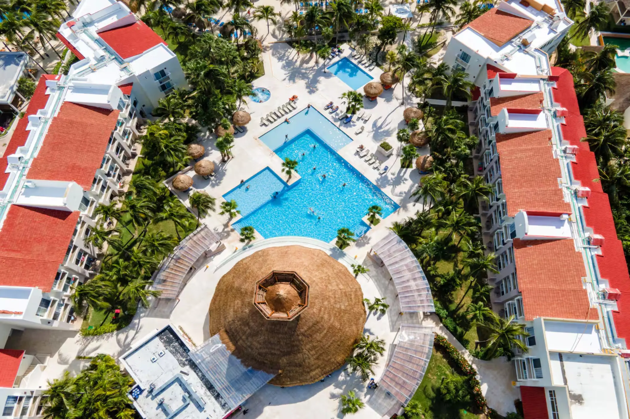 aerial view of the pools and buildings at Viva Azteca by Wyndham