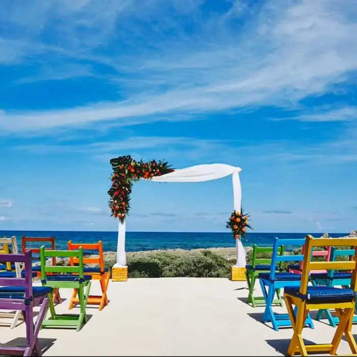 wedding ceremony setup at zamas tulum hotel