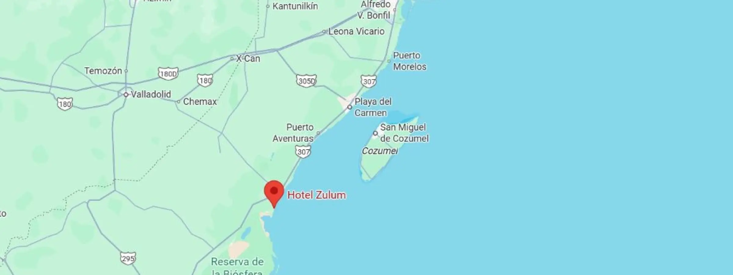map showing location of zulum hotel in tulum mexico