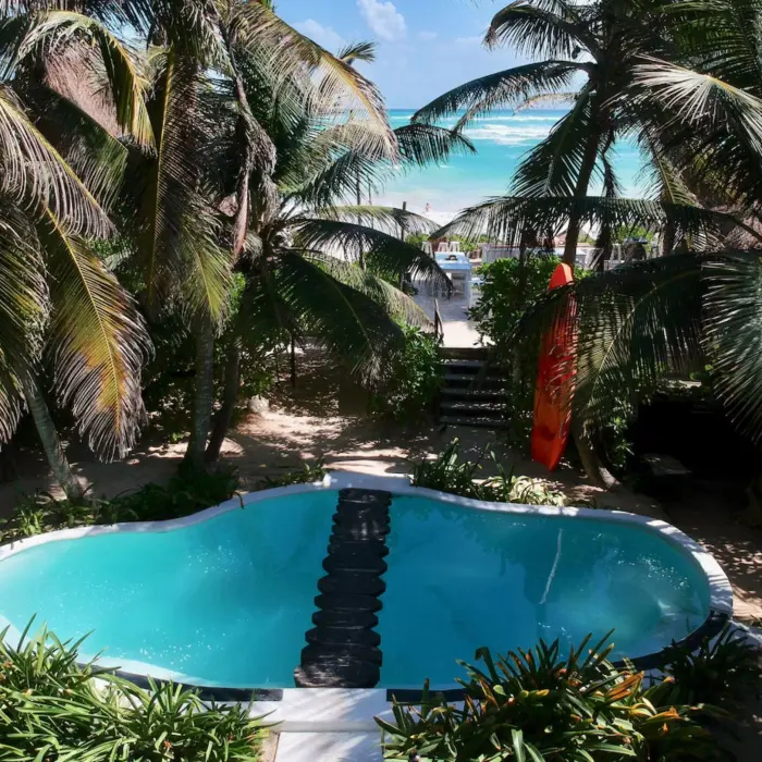 pool and beach at Zulum Hotel