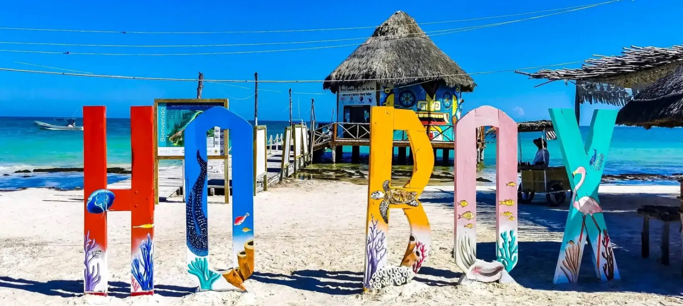 isla holbox letters on the beach